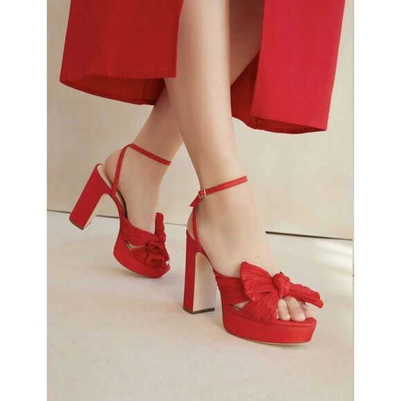 Loeffler Randall Natalia Platform Penny Knot Sandals Womens 10 Red